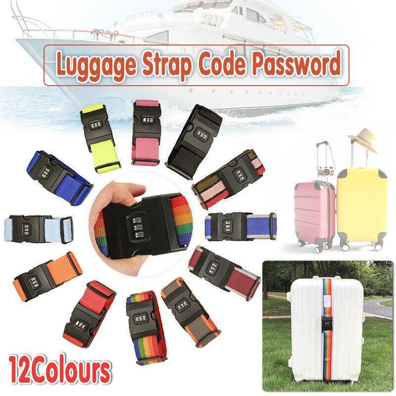 V528-LUGGAGESTRAP-BLUE-142552-202510010300-00 Luggage Strap Code Password Travel Suitcase Secure Lock Safe Nylon Packing Belt - Blue - Image 1