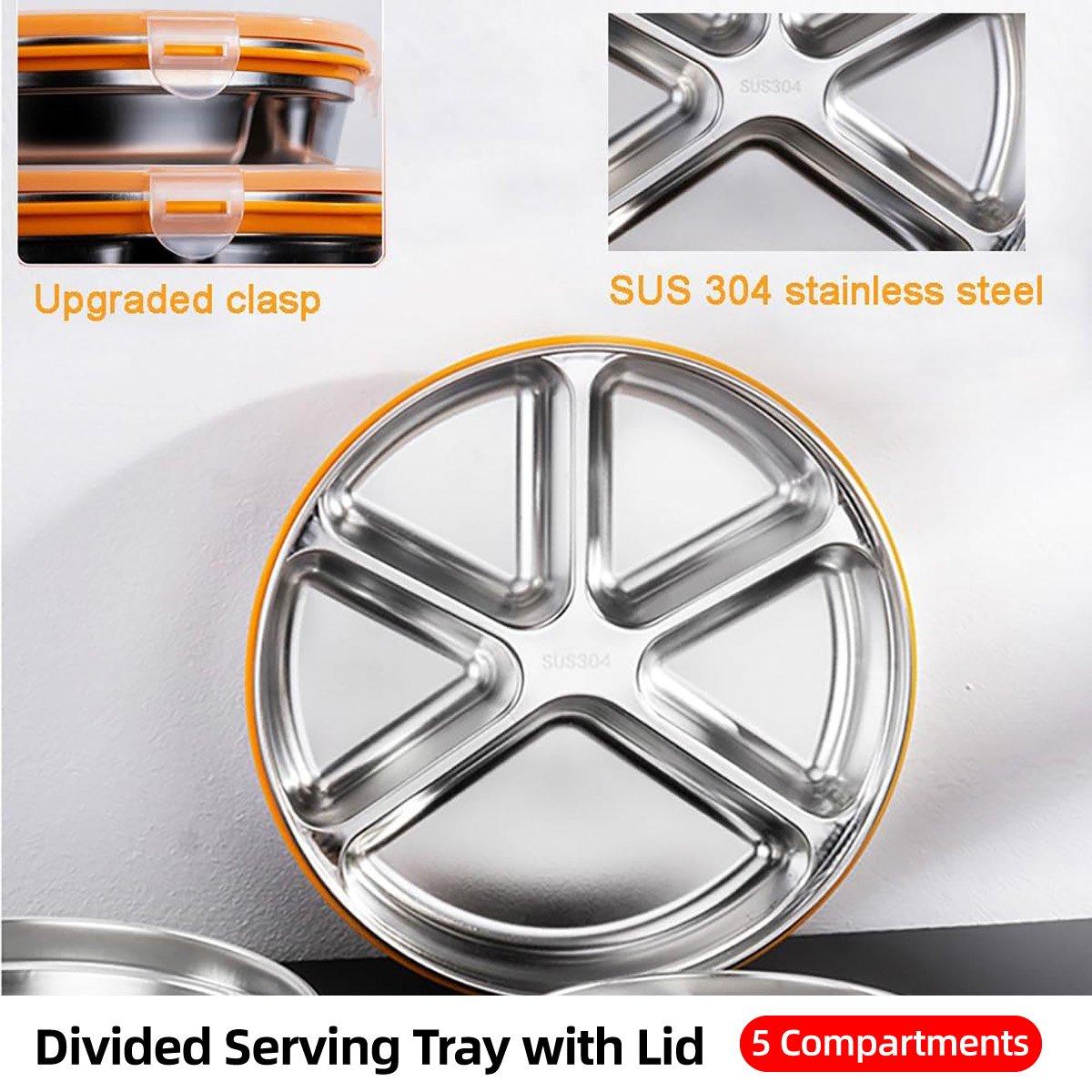 V528-LUNCH-BOX-304-1750ML-812059-202509251311-00 Multi Compartment Lunch Box with Lid Five Compartments Food Storage Fruit Plate - Image 1