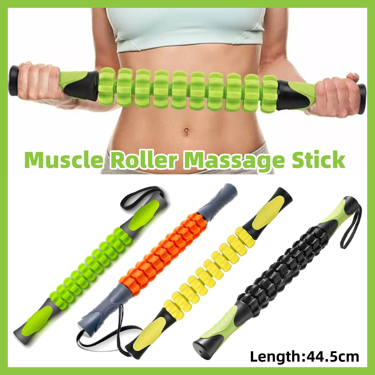 V528-MASSAGE-BLACK-936272-202509301136-00 Muscle Roller Stick Full Body Fitness Massage Tool for Home and Gym Use - Black - Image 1