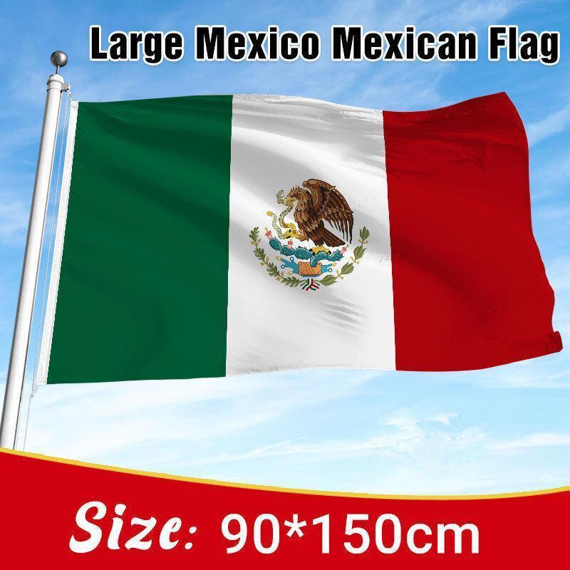 V528-MEICANFLAG-500506-202509251304-00 Large Mexico Mexican Flag Heavy Duty Outdoor Mx 90X150Cm - 3X5Ft - Image 1
