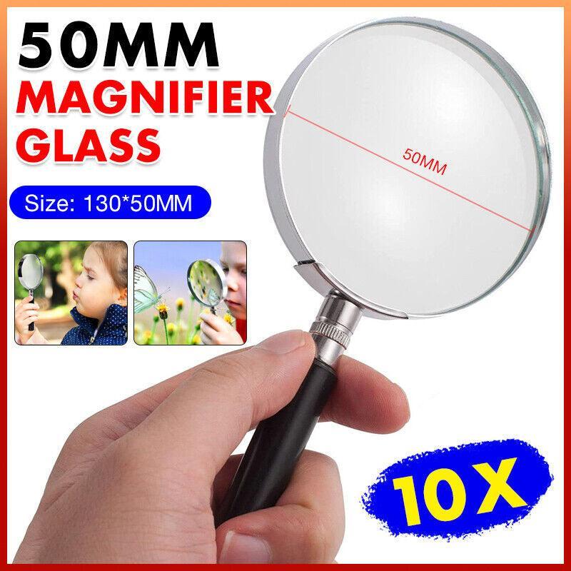 V528-METALMAGNIFYINGGLASS-110008-202509251520-00 Magnifying Glass 10X Handheld Metal Frame 50mm Loupe - Image 1
