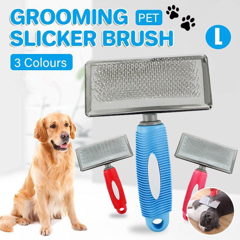 L Size Hair Shedding Grooming Trimmer Comb Brush Slicker Undercoat Rake Pet Dog Cat - Pink