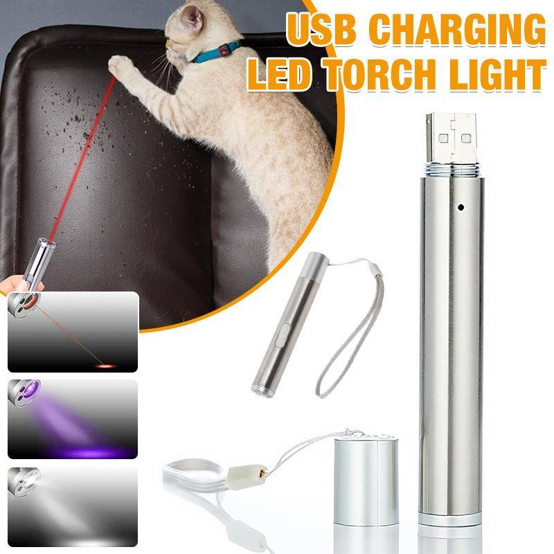V528-MH00358-SDT-722785-202509251703-00 3 in 1 Multi Function Premium Cat Toy Laser Pointer USB Charging LED Torch Light - Image 1