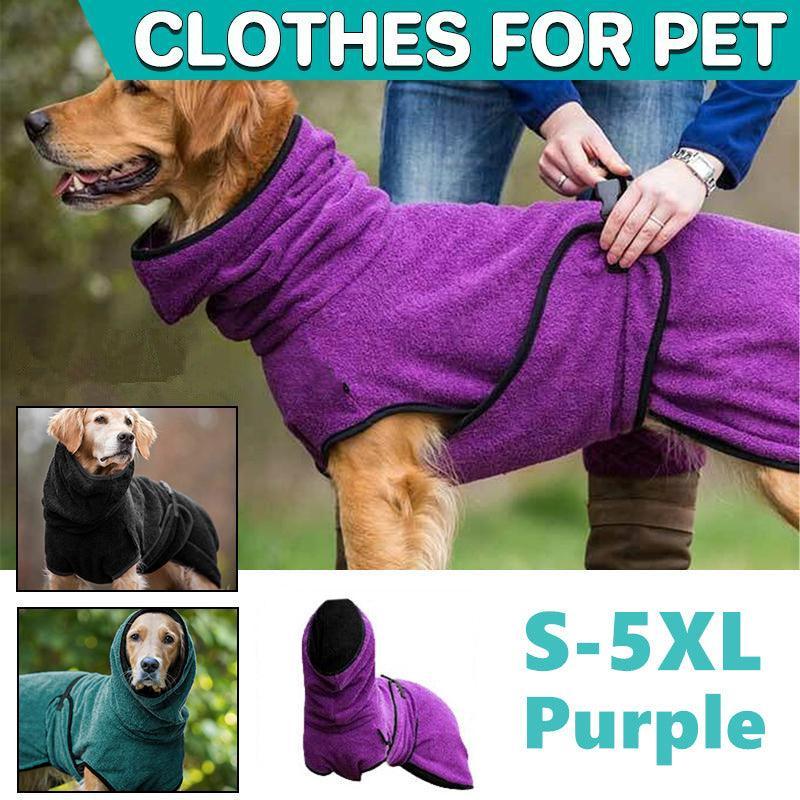 V528-MH00365-PURPLE-XL-539877-202509302300-00 Dog Puppy HoodiesJacket Solid Coat Pet Winter Soft Warm Clothes S-5XL Purple - XL - Image 1