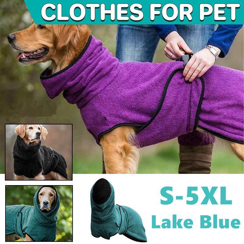 V528-MH00374-LAKEBLUE-2XL-972435-202510011036-00 Dog Puppy Hoodies Jacket Solid Coat Pet Winter Soft Warm Clothes S-5XL Lake Blue - 2XL - Image 1
