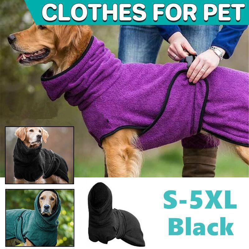 V528-MH00383-BLACK-3XL-108426-202509302136-00 Dog Puppy Hoodies Jacket Solid Coat Pet Winter Soft Warm Clothes S-5XL Black - 3XL - Image 1