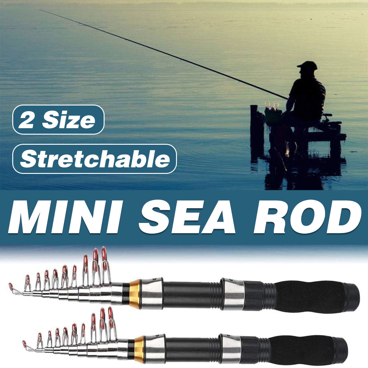 V528-MINI-ROD-BLACK-230CM-861288-202510011227-00 Portable Mini Fishing Rod Fishing Gear Compact Travel Rods for Outdoor Sports - 235cm - Image 1