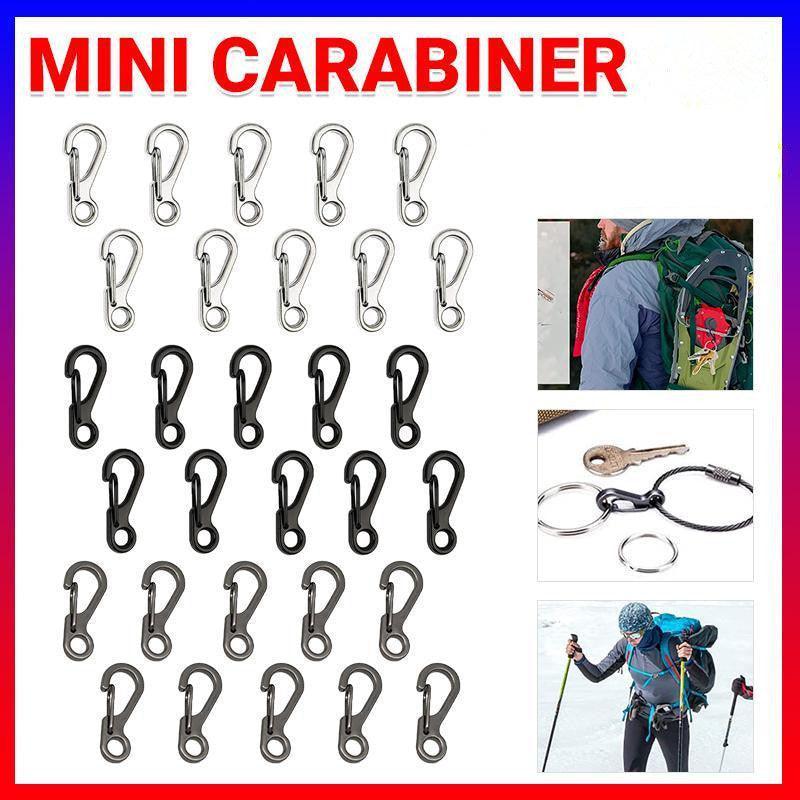 V528-MINICARABINER-BLACK-259175-202509291737-00 10X Mini Alloy Carabiner Keychain Durable Snap Spring Clip Hook - Black - Image 1
