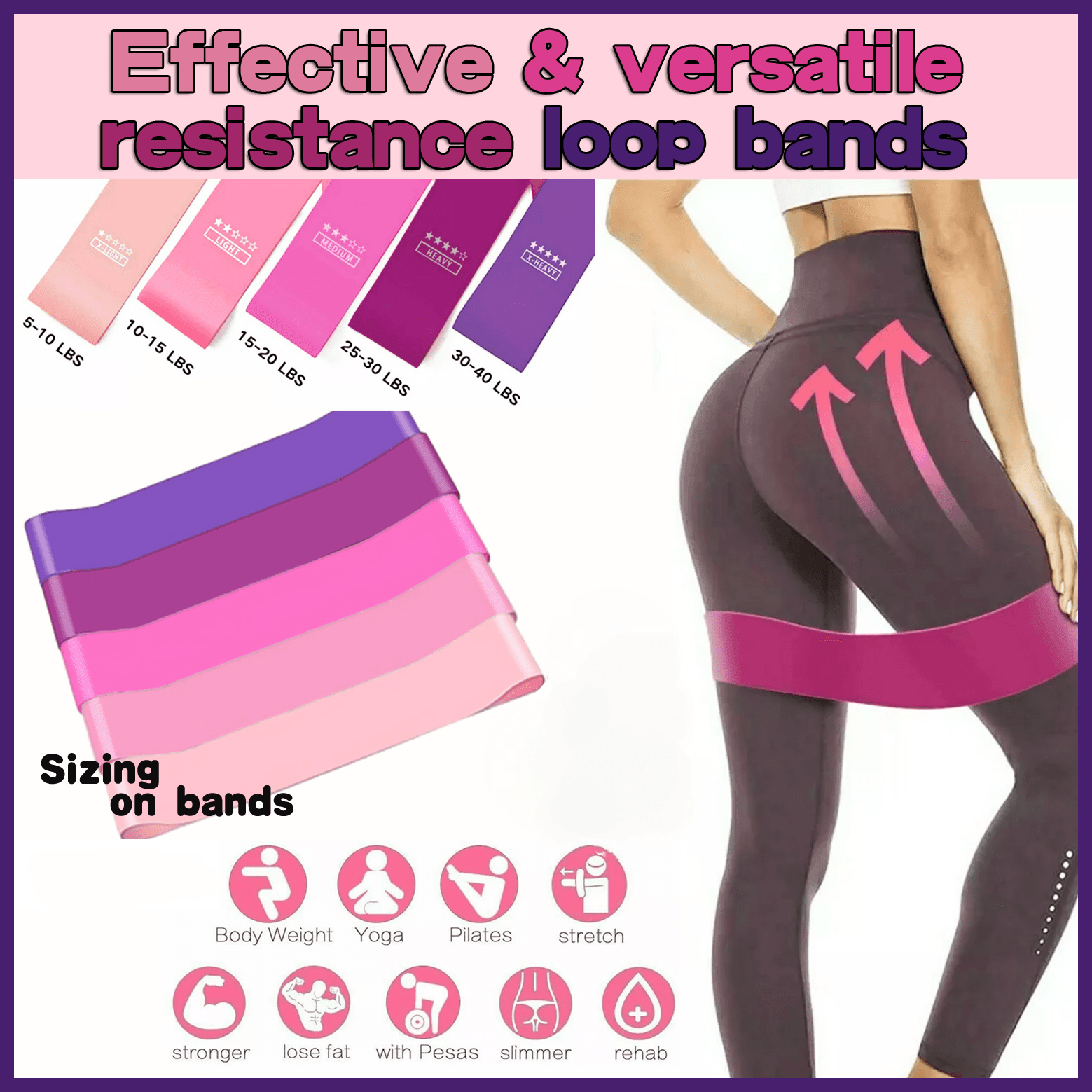 V528-MODEL-PINK-600-50-0-5MM-92782-202510010800-00 Exercise Resistance Bands Loop Power Strength Training Fitness Yoga Pilates Gym - Pink (600*50*0.5MM) - Image 1