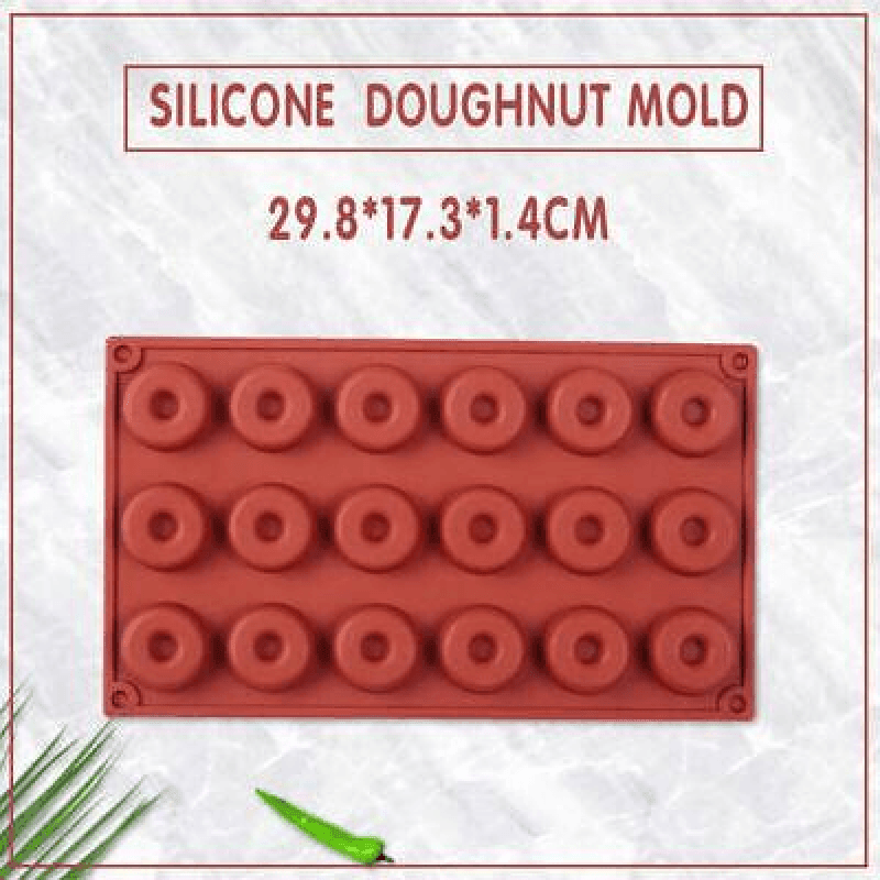 V528-MOLD-98574-202509251246-00 18 Cavity Mini Donut Doughnut Chocolate Pan Tray Silicone Mold Baking Cake Mould - Image 1