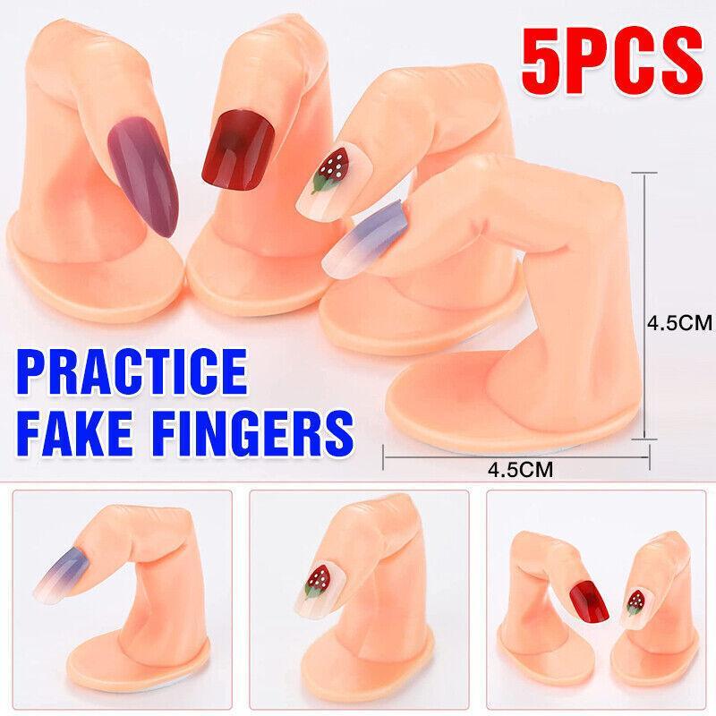 V528-NAILART-5PCS-714851-202509251640-00 5PCS Model Fake Display Hand Nail Art Practice Finger For Training Manicure - Image 1