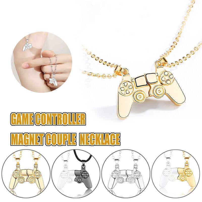 V528-NECKLACEPENDANT-01-682028-202509302045-00 Matching Gamer Controller Necklace for Couples or Friends Pendant Gift Set - Silver and Silver - Image 1