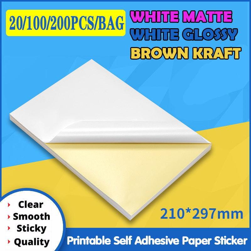 V528-P9WHITEMATTE22-100PCS16249-202509301345-00 A4 Self Adhesive Sticker Paper Sheet Label Laser Inkjet Print Mailing Address - White Matte 2x2 *100 PCS - Image 1