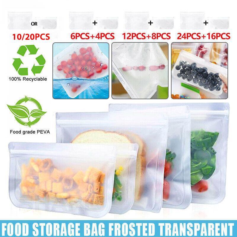 V528-PACKAGE-6PCSLARGE4PCSSMALL86884-202509302318-00 10-40PCS PEVA Food Storage Bags Reusable Zip Lock Pouch Fresh Sealer - 6PCS Large+4 PCS Small - Image 1