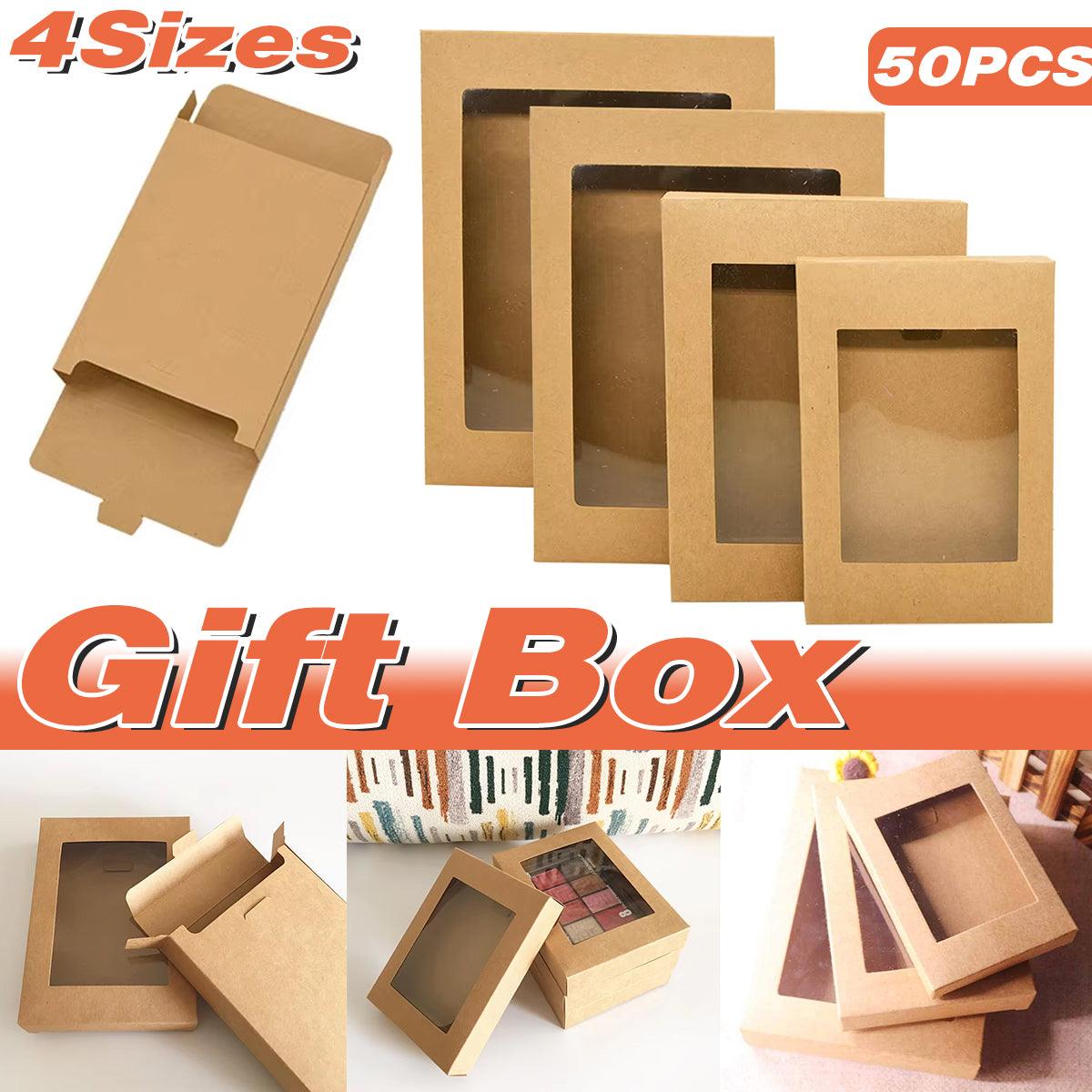 V528-PACKAGE-BOX-S-50PCS-552184-202509301754-00 50PCS Kraft Paper Gift Boxes with PVC Window White Black Bakery Packaging Carton - S - Image 1