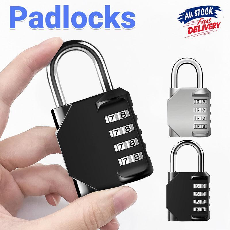 V528-PADLOCKS-BLACK-977840-202509291736-00 Combination-Lock 4 Digit Outdoor Waterproof Padlock,Gate,Locker,Hasp Number Lock - Black - Image 1
