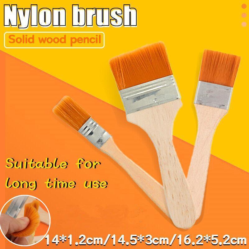 V528-PAINTINGBRUSH-3PCS-601448-202509291754-00 3Pack Art Brushes Flat Paint Set Drawing Painting Wooden Handle Craft - Image 1