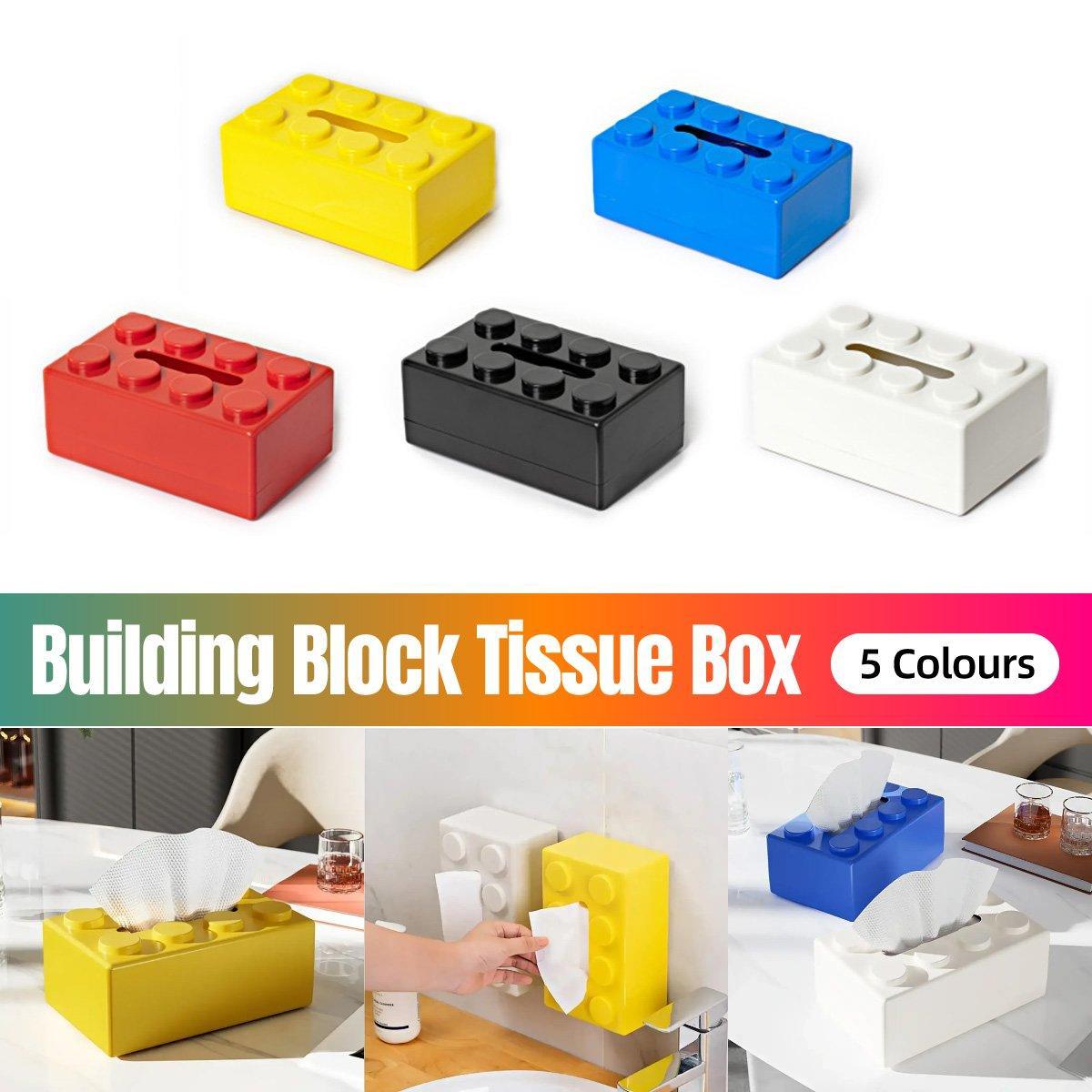 V528-PAPER-BOX-RED-590579-202510010245-00 Tissue Box Cover Creative Building Block Cute Napkin Dispenser Holder Home Decor - Red - Image 1