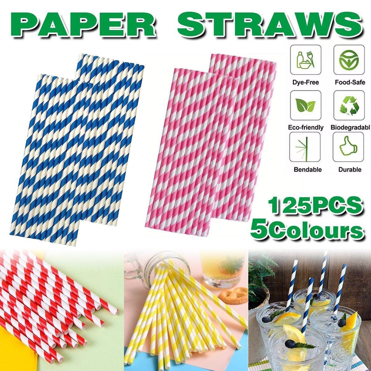 V528-PAPER-STRAW-125PCS-989047-202509250945-00 125pcs Biodegradable Paper Straws Striped Coloured Paper Drinking Straws Set - Image 1