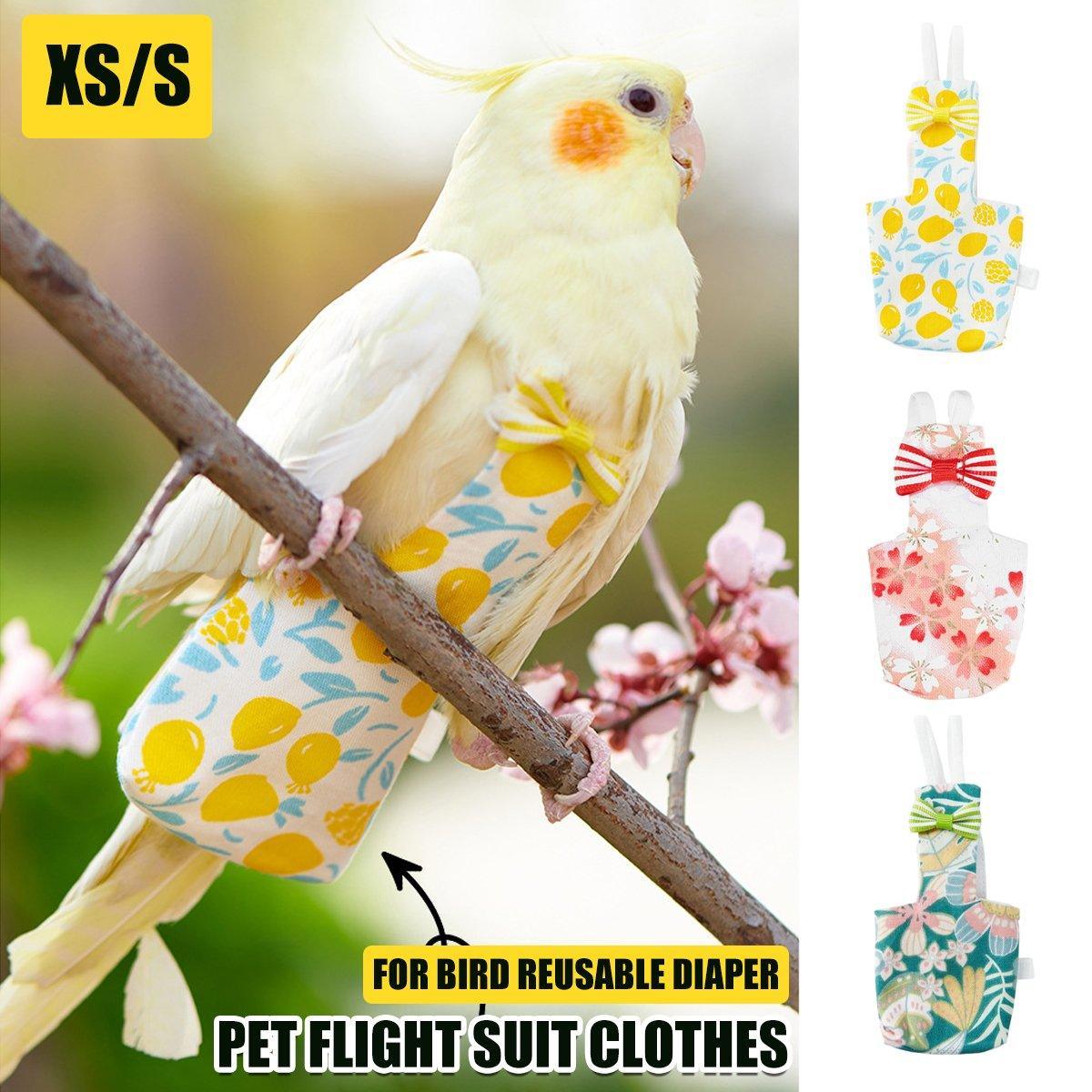V528-PARROT-DIAPER-HSG-XS-209179-202510010609-00 Adjustable Parrot Diaper Bird Flight Suit Tiger Skin Peony Special Supplies - Yellow-XS - Image 1