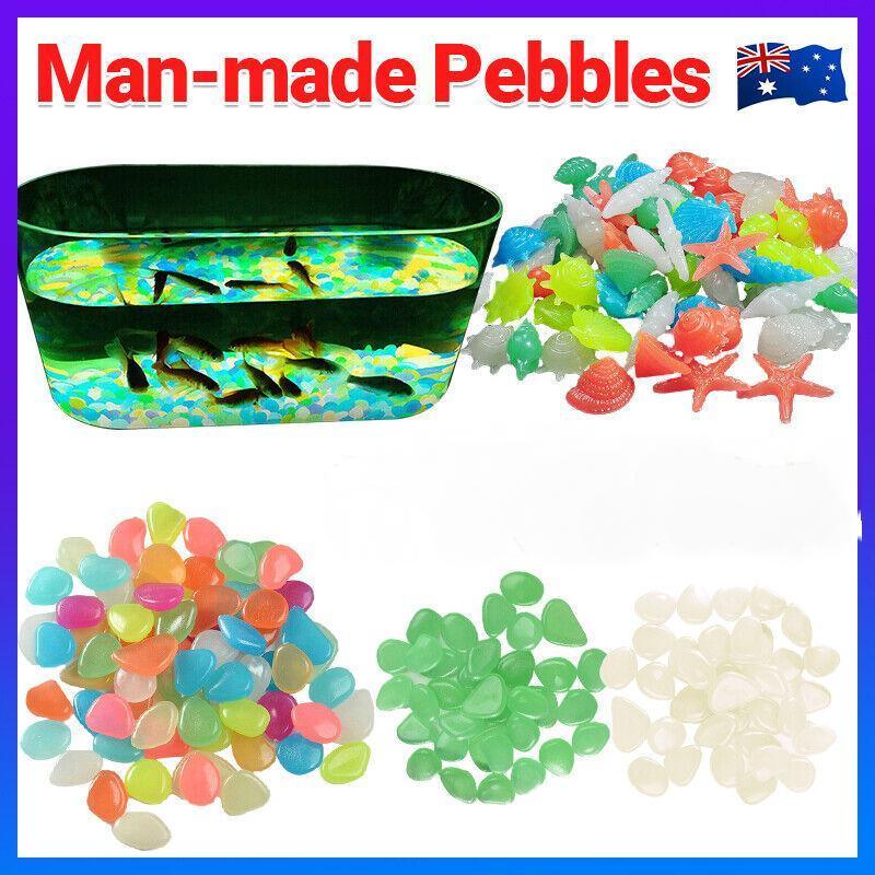 V528-PEBBLES-GREEN-100PCS-238575-202509291718-00 Pebbles Stone Glow in the Dark Rock Fish Tank Stones Garden Road - Green - Image 1