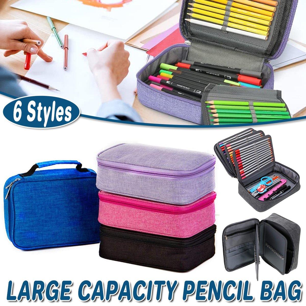 V528-PEN-BAG-GREY-266871-202510010900-00 Large Capacity Waterproof Pen Pouch Pencil Case Student Stationery Storage Bag - Grey - Image 1