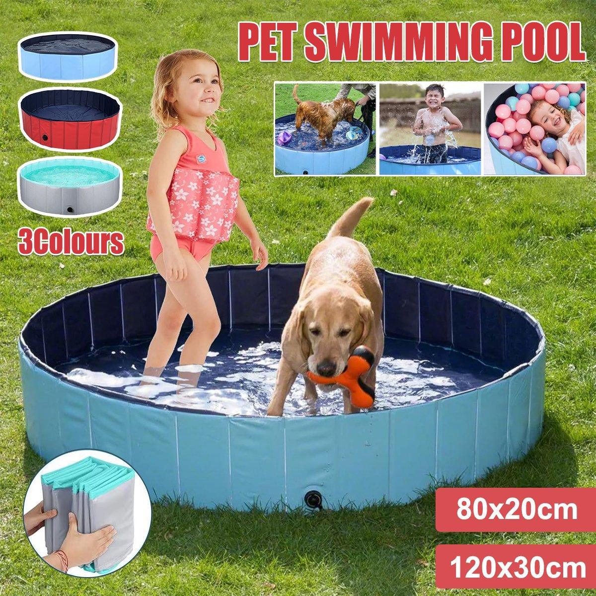 V528-PET-BATH-LIGHTDARKBLUE-80-20-249327-202510010545-00 Pet Swimming Pool Foldable Portable Pool for Dogs Outdoor Summer Play - Blue-80x20cm - Image 1