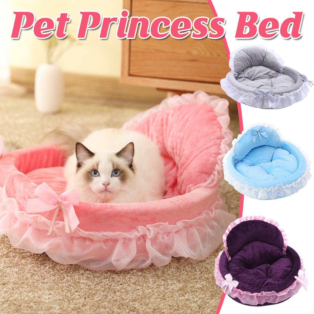 V528-PET-BED-GREY-L-745971-202509302246-00 Princess Pet Kennel Soft Comfortable Cat and Dog Bed House for Small Pets - Grey - Image 1