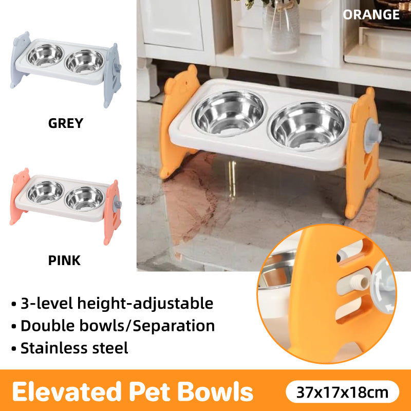 V528-PET-BOWL-ORANGE-818049-202510010745-00 Double Pet Feeding Bowls Stainless Steel Non Slip Cat Dog Water Bowl Food Dish - Orange - Image 1
