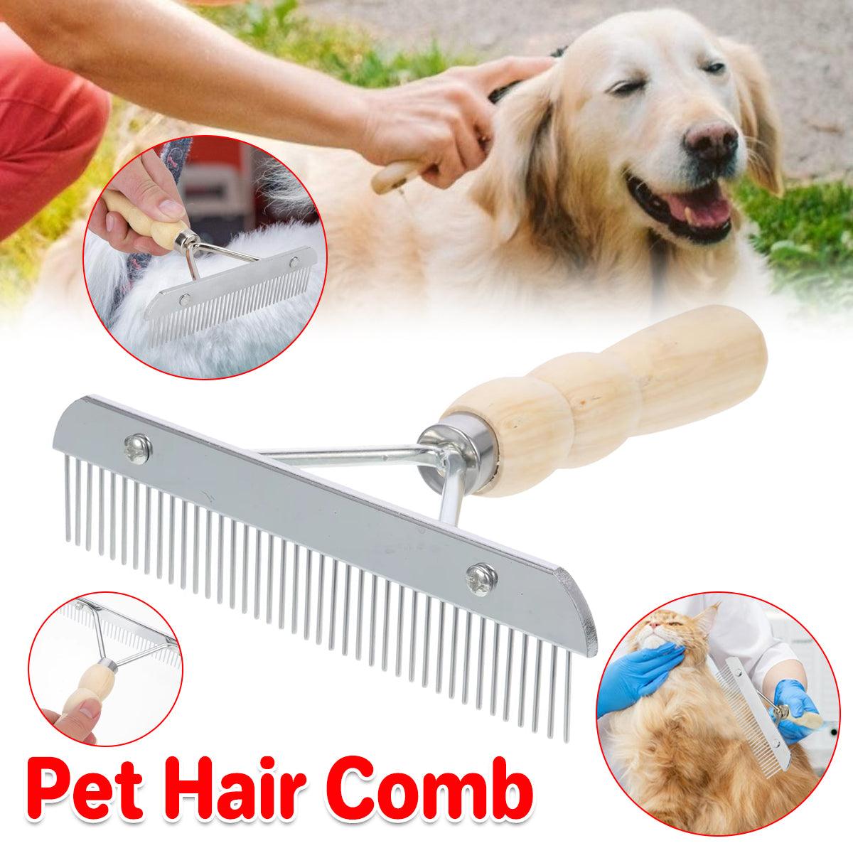 V528-PET-BRUSH-WOOD-916845-202509291918-00 Pet Brush Hair Comb Grooming Rake Comb Dogs and Cats Shedding Deshedding Tool - Image 1