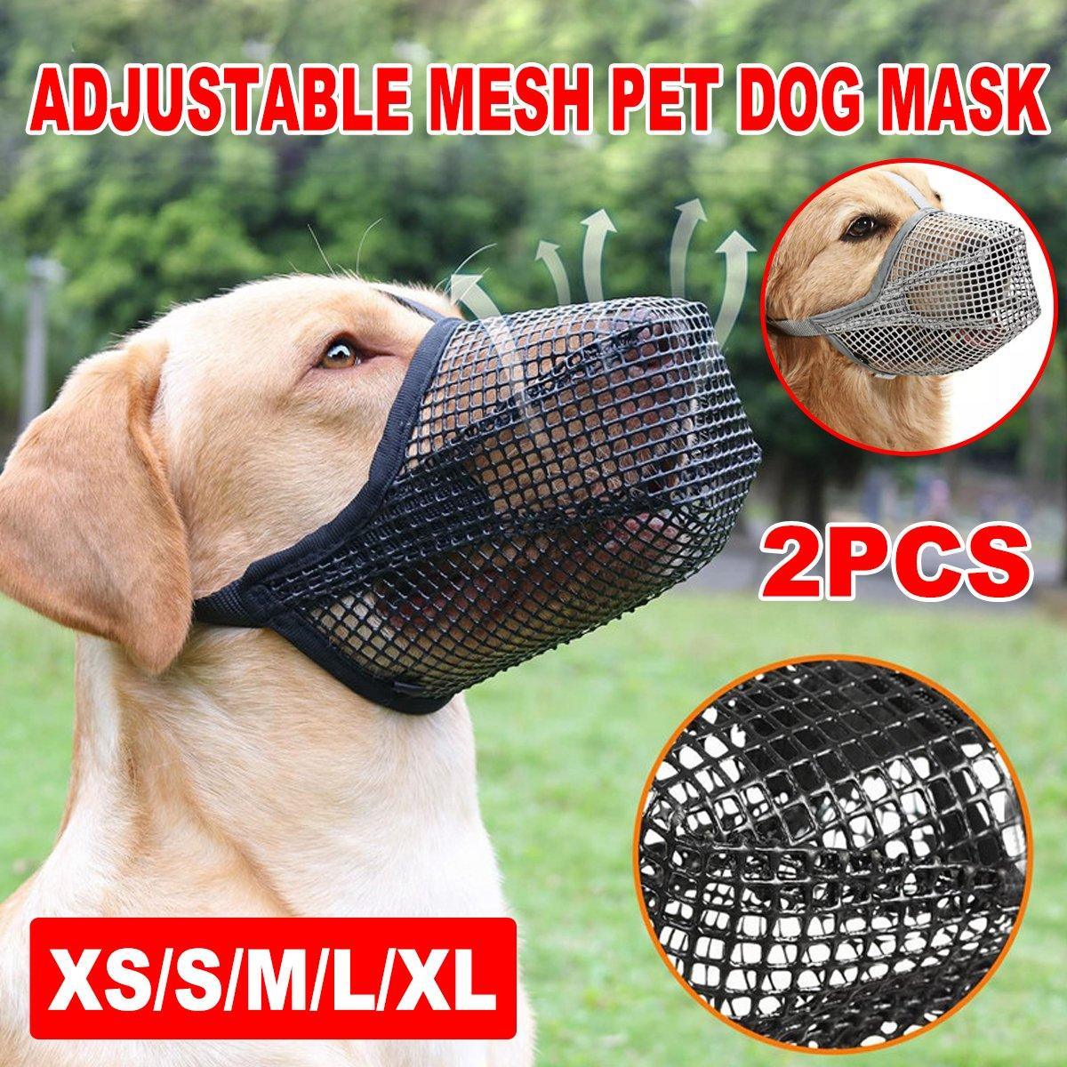 V528-PET-MUZZLE-BLACK-2PCS-M-282294-202510010845-00 2PCS Adjustable Mesh Pet Dog Muzzle Mask Mouth Cover No Bite Strap Mouth Cover - Black-M - Image 1