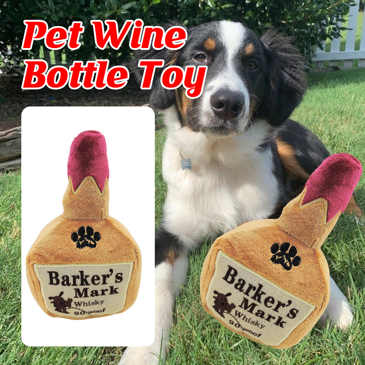 V528-PET-TOY-773515-202509251646-00 Dog Squeaky Toy Plush Wine Bottle Stuffed Chew Toy Sound Pet Play Supplies Use - Image 1