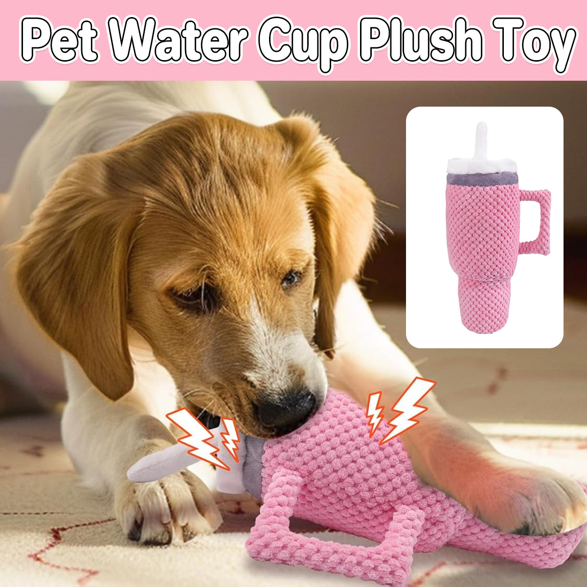 V528-PET-TOY-PINK-851169-202509251135-00 Dog Squeaky Toy Stuffed Water Cup Toy Plush Cup Chew and Supplies Training Pet - Image 1