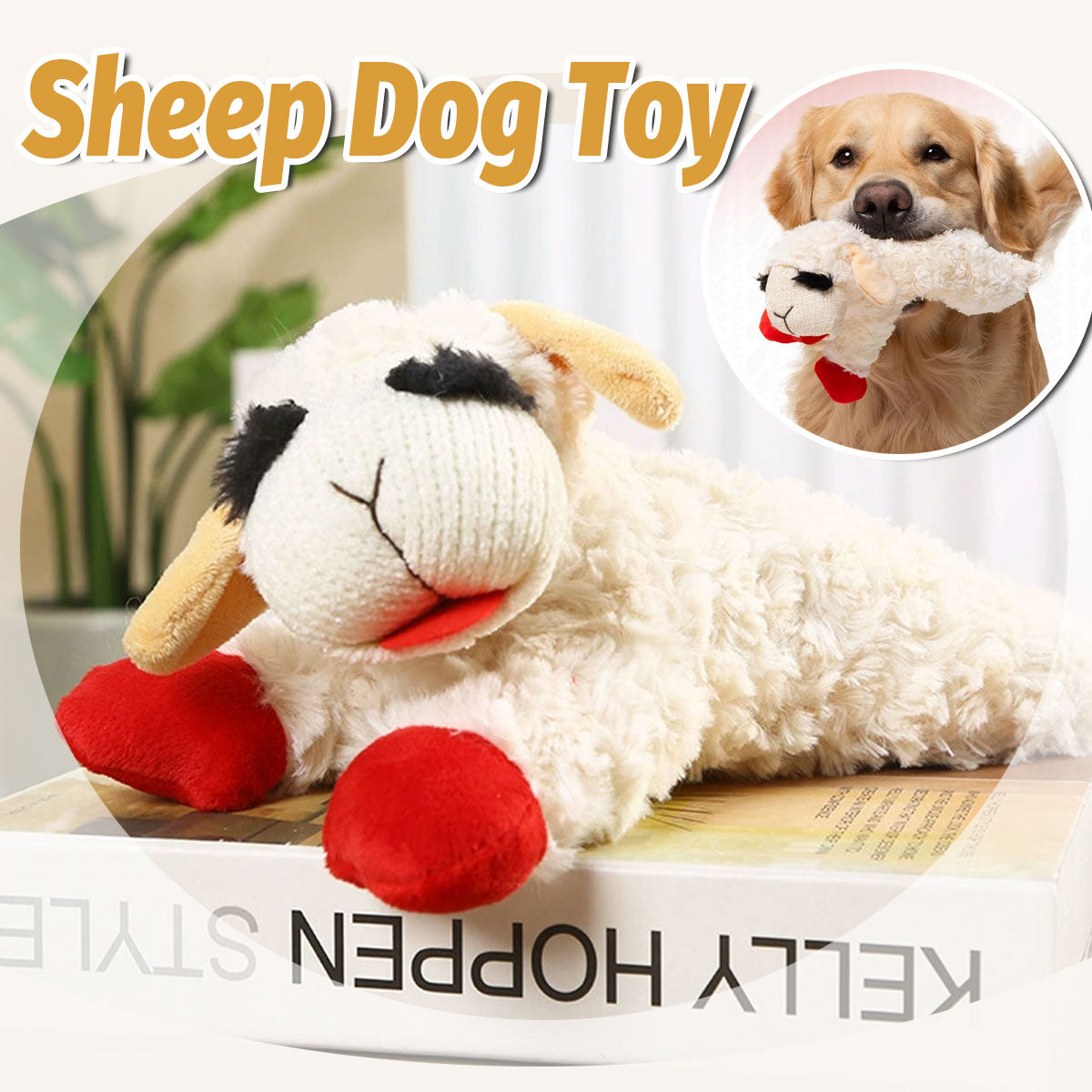 V528-PET-TOY-SHEEP-456454-202509251431-00 Lamb Shape Dog Toy Soft Plush Chew Toy for Puppy Small Dogs Squeaky Play Pet - Image 1