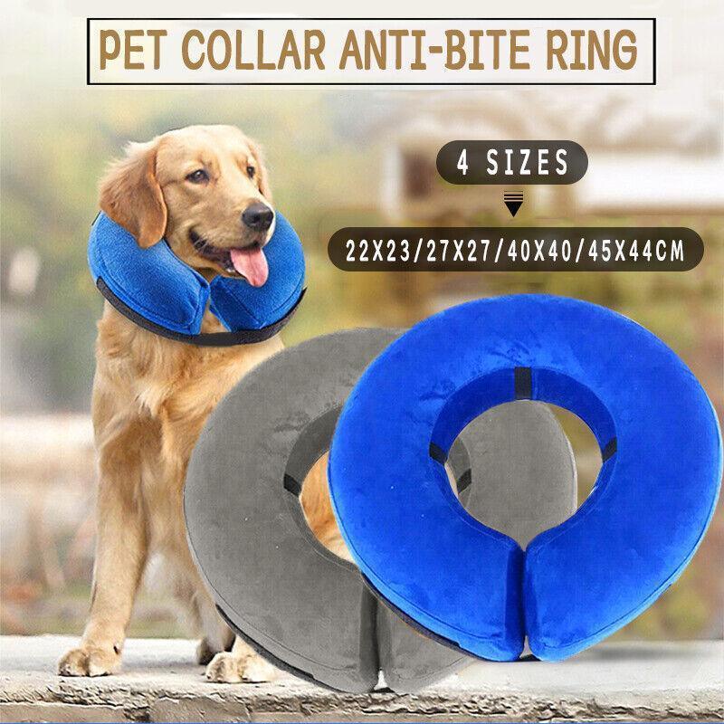 V528-PETCOLLAR-GREY-M-325896-202509301627-00 Grey Pet Dog Inflatable Soft Healing Collar Cone Wound Medical Cat Protective Jackets - M (27*27CM) - Image 1