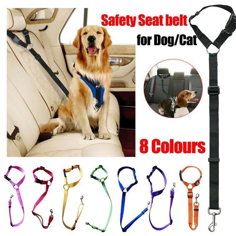V528-PETSAFETYSEAT-PINK-77403-202509302009-00 Adjustable Pet Dog Car Clip Lead Harness Strap for Vehicle Travel Restraint Use - Pink - Image 1