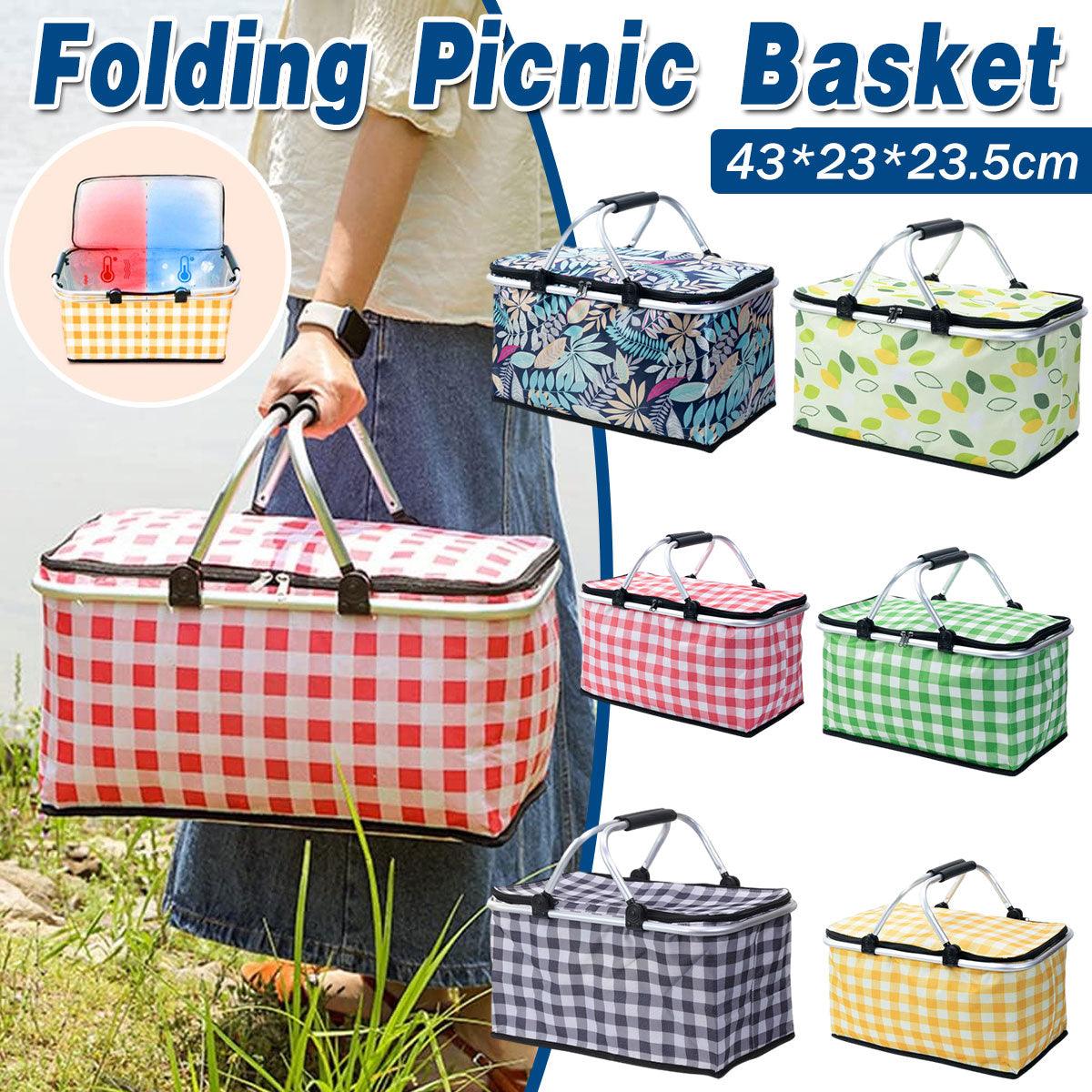 V528-PICNIC-BASKET-NAVY-604556-202510010809-00 Foldable Picnic Basket Outdoor Camping Carrying Basket Portable Food Storage - Navy - Image 1