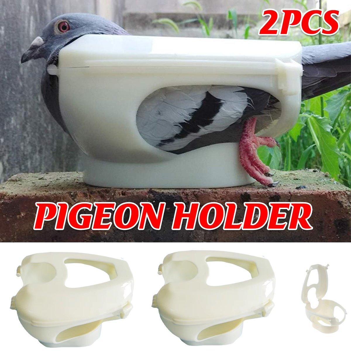 V528-PIGEON-BRACKET-WHITE-2PCS-653083-202509251211-00 2X Practical Plastic Racing Pigeon Holder Fixed Frame Rack Bird Medicine Feeder - Image 1