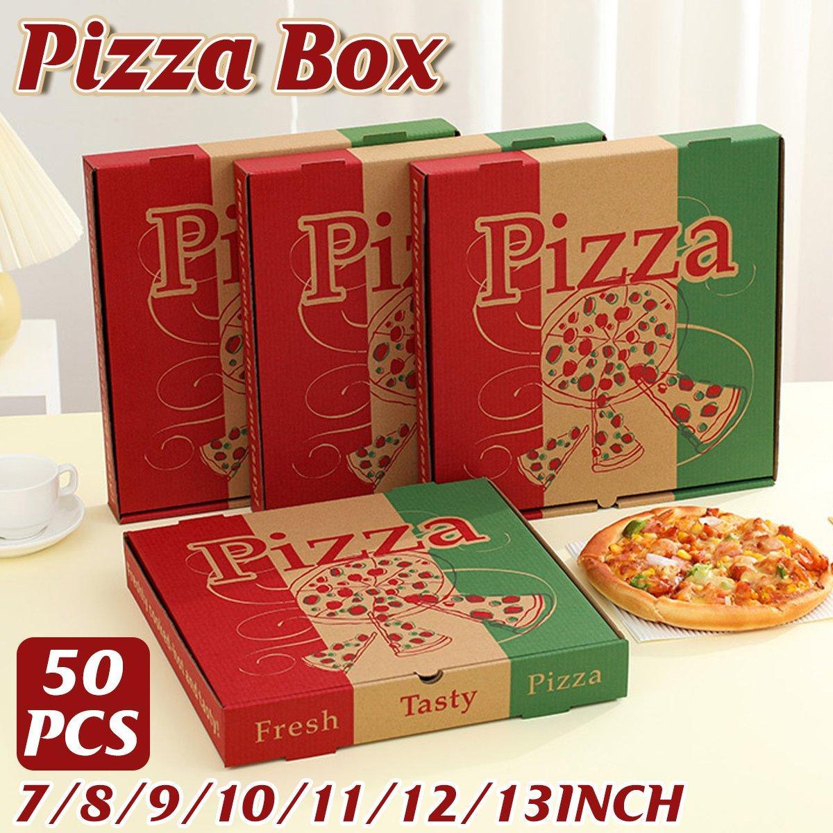 V528-PIZZA-BOX-50PCS-11INCHES-448171-202510010836-00 50pcs Pizza Packing Boxes Folding Box Durable Food Storage Containers Colourful - 11inch - Image 1