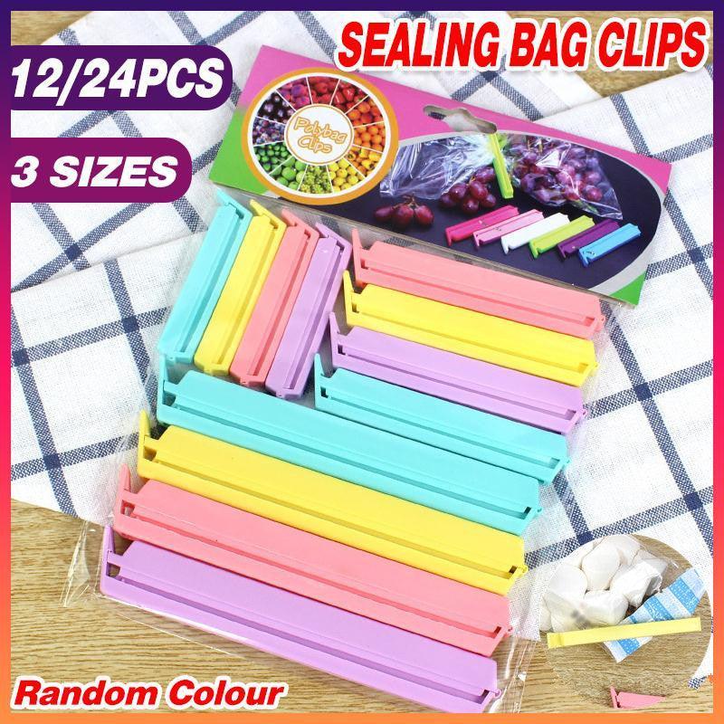 Plastic Sealing Bag Clip Sealer Clamp Kitchen Storage Food Snack Chips Seal Tool - 12PCS