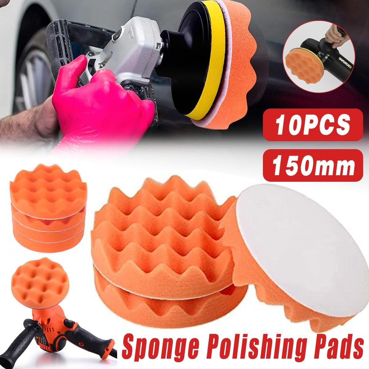V528-POLISHED-COTTON-10PCS-6IN-610836-202509251636-00 10x 150mm Sponge Polishing Pads 6Inch Waxing Buffing Set for Car Polisher Buffer - Image 1