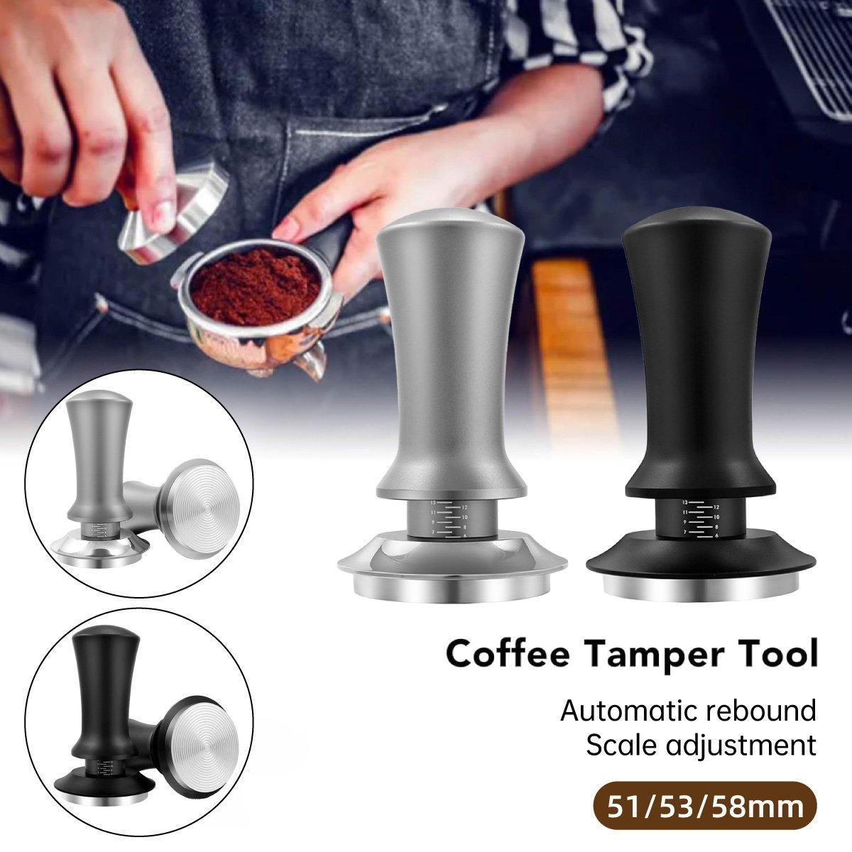 V528-POWDER-PRESS-BLACK-58-824477-202510010627-00 Adjustable Coffee Tamper with Scale Constant Pressure Espresso Powder Press Tool - Black-58mm - Image 1