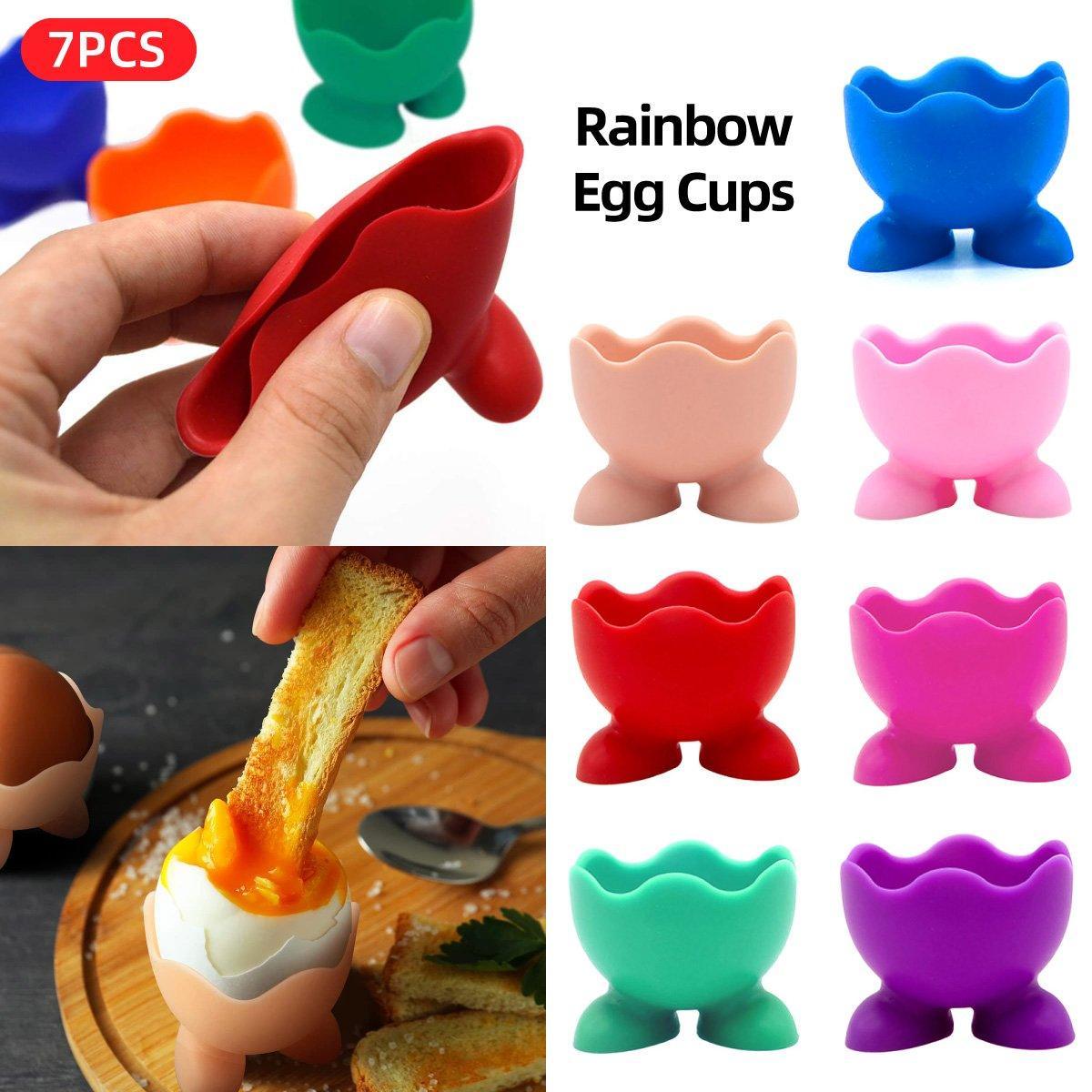 V528-POWDER-PUFF-7PCS-835474-202509251016-00 7PCS Breakfast Serving Cups Holders Set Boiled Egg Kitchen Silicone Egg Cup - Image 1