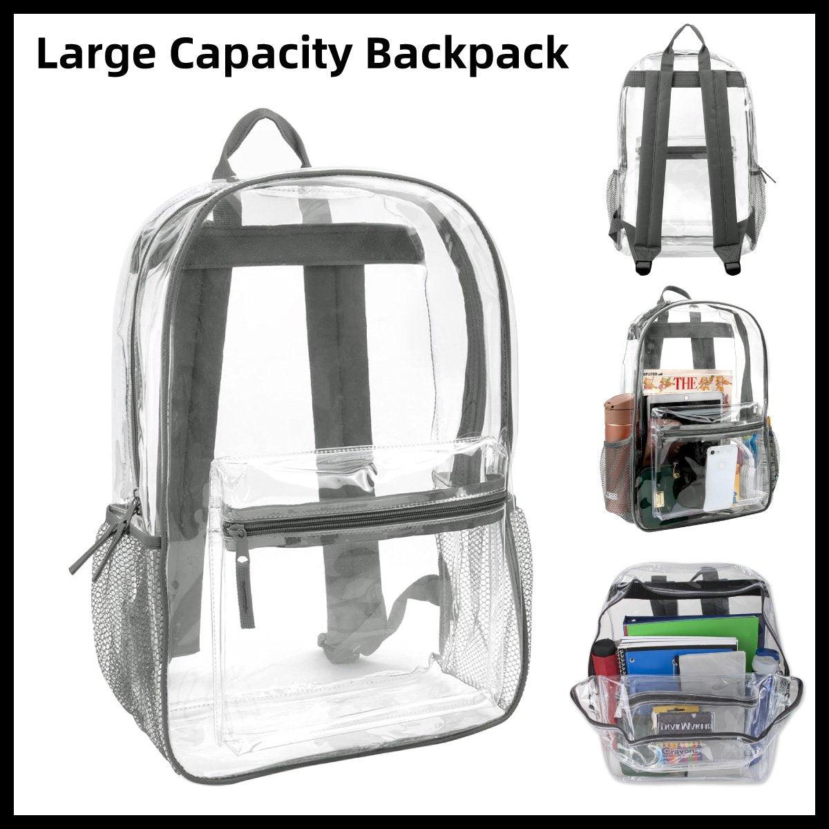 V528-PVC-GREY-427731-202509251537-00 Waterproof Transparent Backpack Double Shoulder Large Capacity School Travel Bag - Image 1