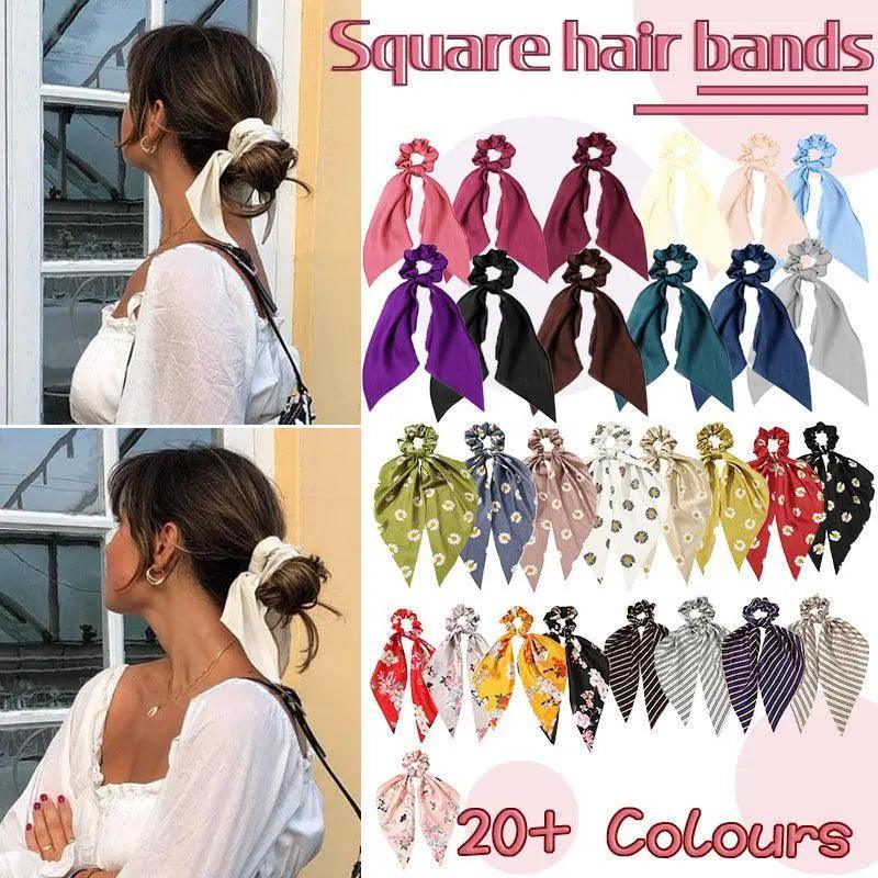V528-PY4216-554658-202509302227-00 Chiffon Ponytail Scarf Bow Elastic Hair Rope Tie Scrunchies Ribbon Hair Bands - 6 - Image 1