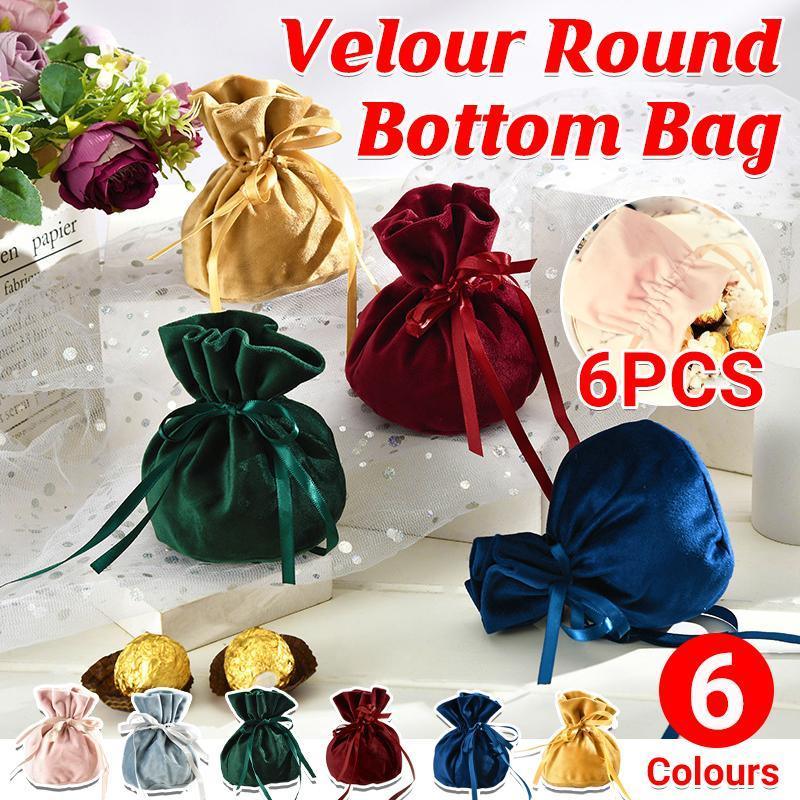 V528-PY824-6PCS-DARKGREEN-805940-202509301200-00 6PCS Velvet Cloth Drawstring Bags Gift Bag Jewelry Ring Pouch Earring Favor - Dark Green-6PCS - Image 1