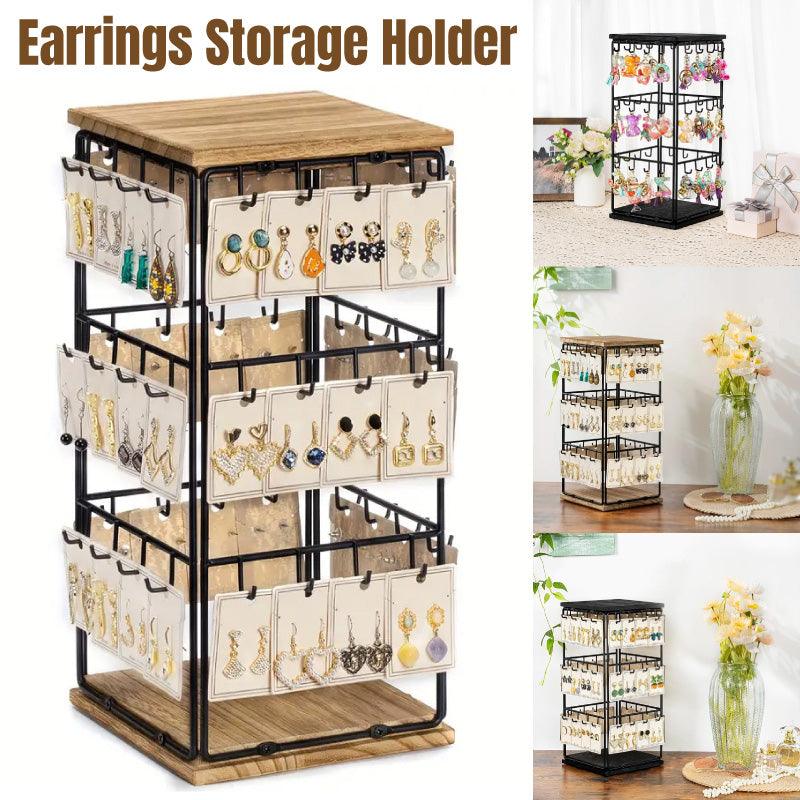 V528-RACK-BLACK-172396-202509302018-00 Iron Desktop Earrings Display Organizer Jewellery Stand Holder for Home Storage - Black - Image 1