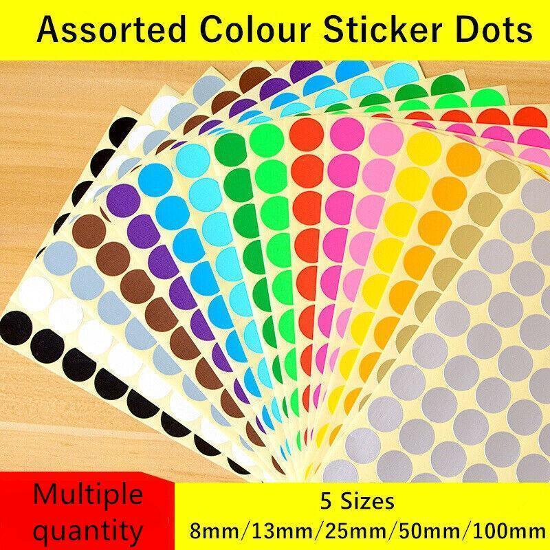 V528-RED-100MM-2DOTS84963-202509302227-00 Red Assorted Sizes Colour Sticker Dots Adhesive Round Labels Circular Spot Scrapbook - 100mm*2 Dots - Image 1
