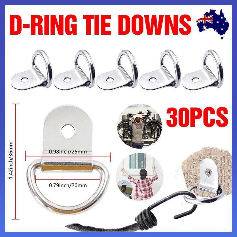 V528-RINGTIE-SILVER-897154-202509251641-00 30PCS D-Ring Tie Downs Metal Anchor Point Silver Universal - Image 1