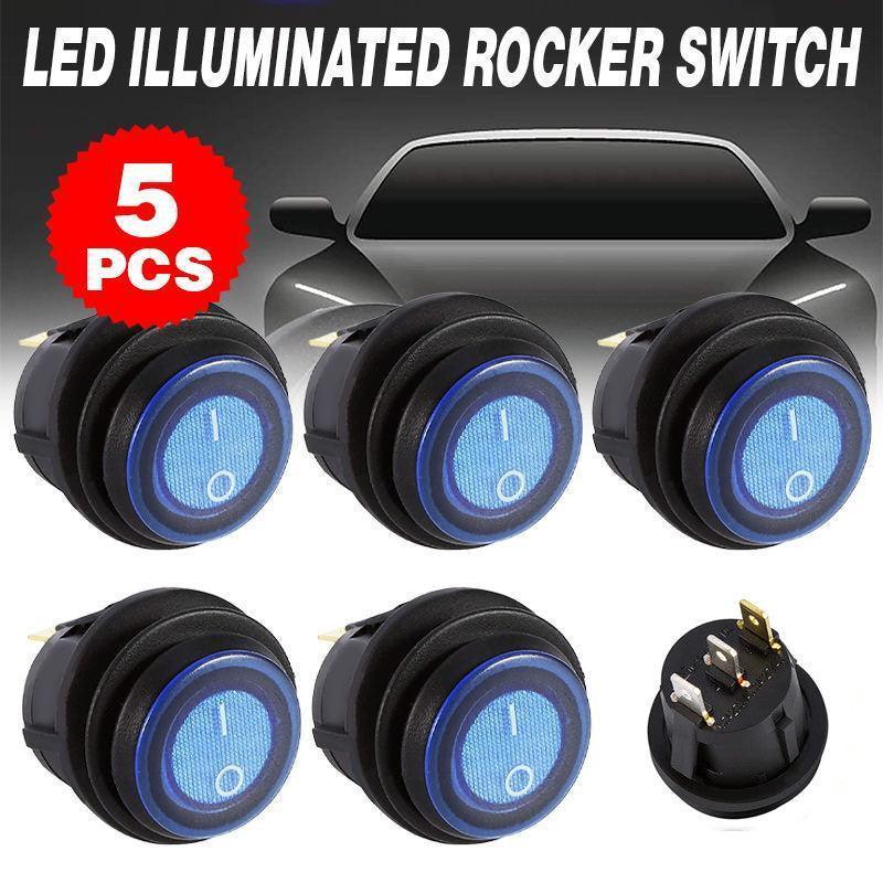 V528-ROCKERWATERPROOFSWITCH-5-957167-202509250920-00 5Pcs/Set 12V 20A Car Spst Auto Marine Boat Round On/Off Rocker Waterproof Switch - Image 1